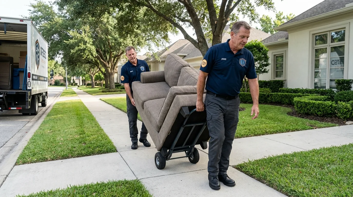 Local residential moving crew loading furniture in Frackville, PA
