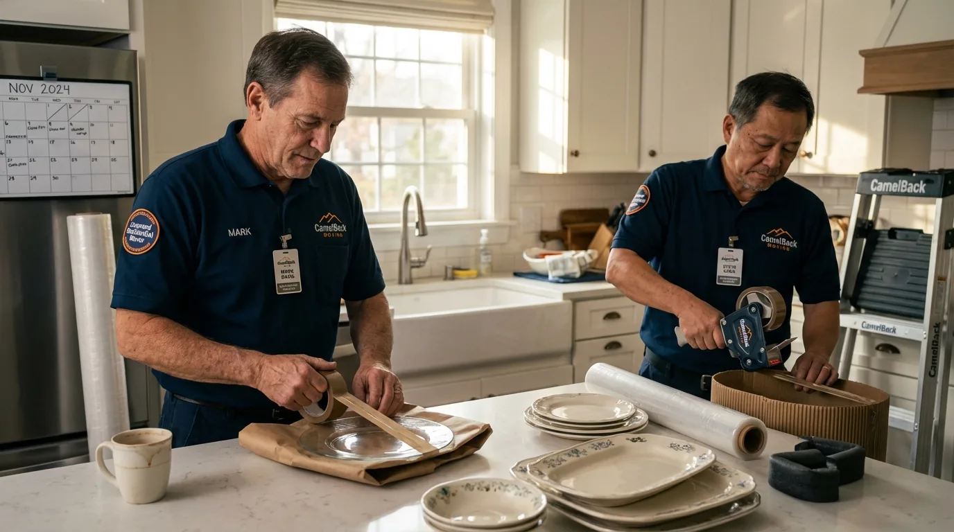 Professional crew packing kitchen dishware in Frackville, PA